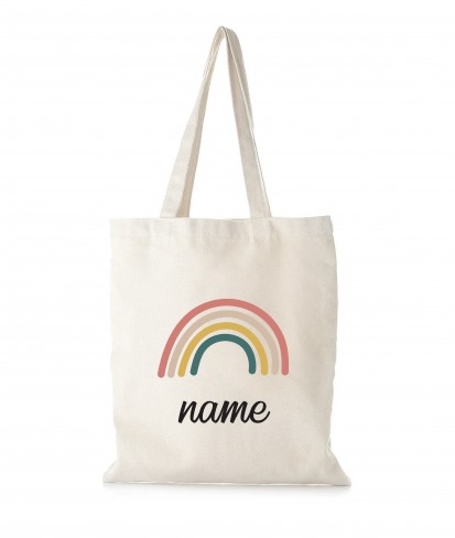 Personalised Rainbow Cotton Eco-friendly White Tote Bag